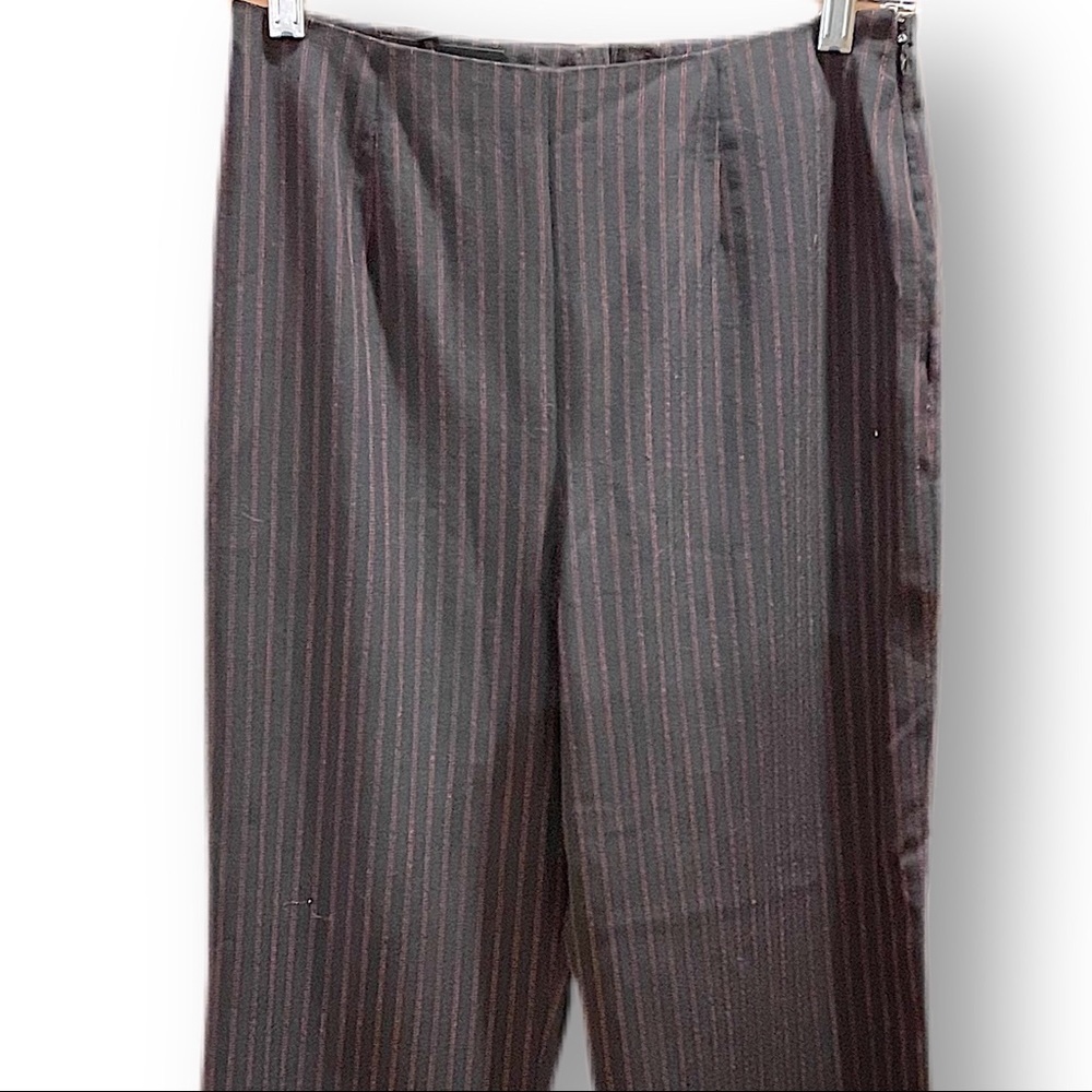 Escada pinstripe wool dress pants size S black red